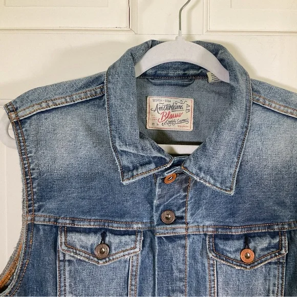 Scotch & Soda Amsterdam Blauw Men’s Denim Distressed Vest. Size M - Picture 3 of 6